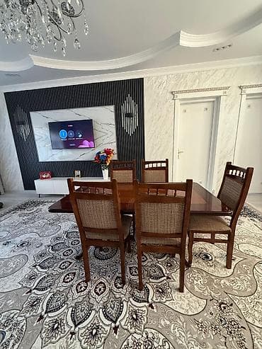 kuxna stullari: Qonaq otağı üçün, Açılmayan, Dördbucaq masa, 6 stul — 2