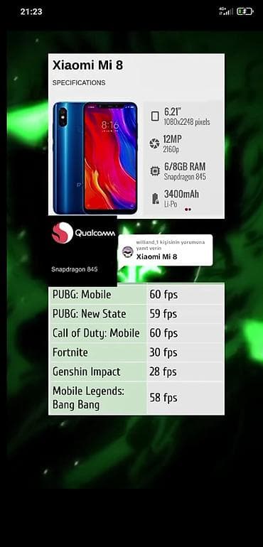 redmi note 8 32: Xiaomi Mi 8, 64 GB, rəng - Göy, 
 Barmaq izi — 7