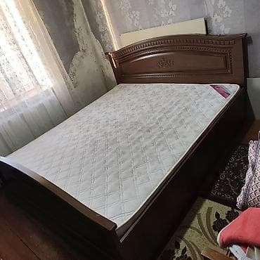 agac tingleri: Taxta karkaslı ikinəfərlik çarpayı və döşək dəsti - Ölçü: təxminən — 5