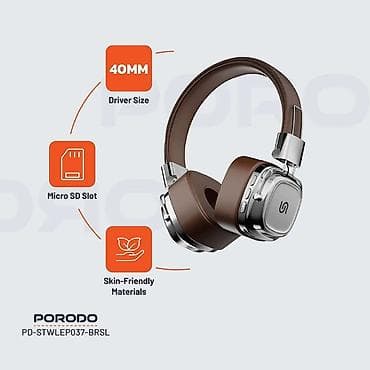 bluetooth nausnikler: Porodo Soundtec Vintage Wireless ENC Headphone – PD-STWLEP037-BRSL - — 2