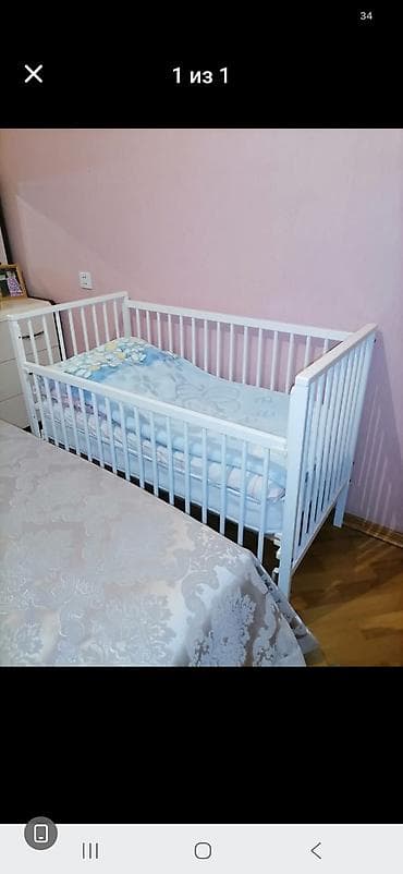 balin: Oğlan və qız üçün, İşlənmiş, Dördbucaq, Beşik, Matras ilə, Yellənmə mexanizmsiz — 1
