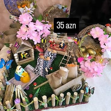 Şəkillər, tablolar: Novruz temalı əl işləri – dekorativ kompozisiyalar və səbətlər - Jut — 3