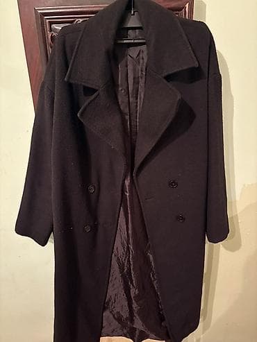 qadin palto: Qara klassik palto - Rəng: qara - Kəsim: oversize siluet, dizə yaxın — 1