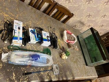 Akvaryum və tam aksesuar dəsti 30 litrlik akvarium . Avadanlıq və