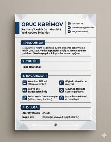Ofis menecer, katib, 20 yaş, 1 ildən az təcrübə, Dəyişən növbəli lalafo.az -da Ofis menecer, katib, 20 yaş, 1 ildən az təcrübə, Dəyişən növbəli
