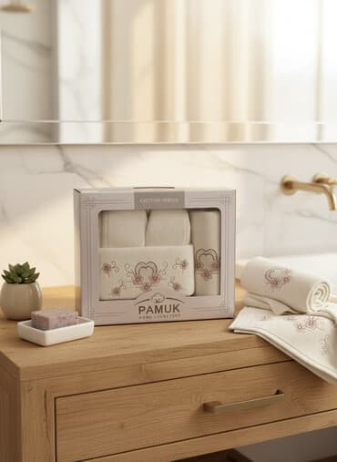 yeni il hədiyyə qutusu: Hamam üçün Yeni rəng - Ağ Pambıq Dəsmal, Ödənişli çatdırılma — 1