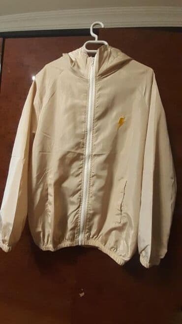 Lincoln: Bej rəngli yüngül küləkkeçirməz jaket - Model: kapüşonlu, önü tam — 1