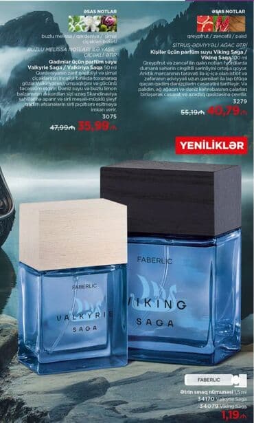 Faberlic Bəylər və Xanımlar üçün ətir. Endirimli qiymətədir Çatdırılma