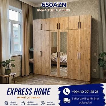Yeni, 6 qapı, Güzgülü, Açılan, Düz dolab