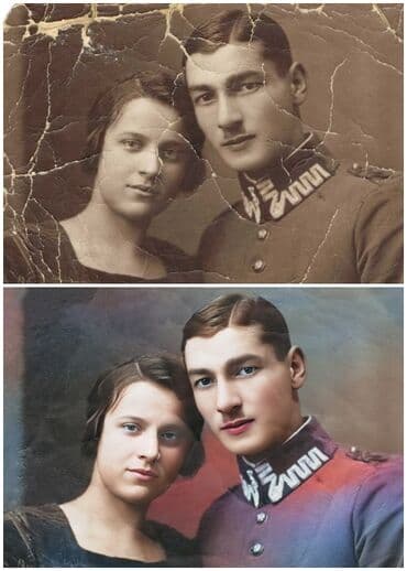 asan şəkillər çəkmək: "Köhnə bulanıq rəngsiz zədəli fotoların bərpası".Online şəkildə — 2