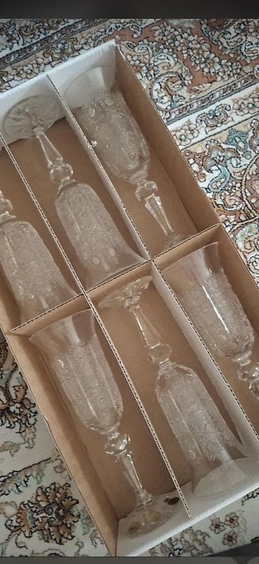 dekorativ qab: Qədəhlər, rəng - Ağ, Şüşə, 6 ədədli dəst — 1