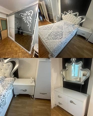 Двуспальная кровать, Шкаф, Трюмо, Тумба, Б/у at lalafo.az Двуспальная кровать, Шкаф, Трюмо, Тумба, Б/у