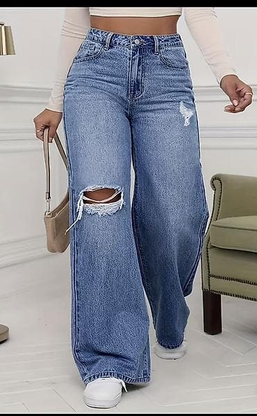 Cinslər: Yüksək bel qadın cins şalvar. Xl ölçü, heç geyinilməyib, səhv ölçü — 1