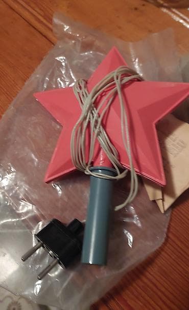 yolka bezeyi: Elektriklə işləyən dekorativ ulduz başlıqlı işıq. - Rəng: çəhrayı — 1