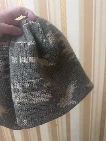 Kamuflyaj naxışlı toxunma papaq (beanie) - Rəng: yaşıl və qumlu — 2