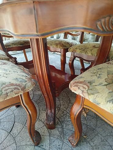 balkon stul: Klassik üslubda yemək otağı dəsti - Komplekt: 1 ədəd ovala yaxın — 2