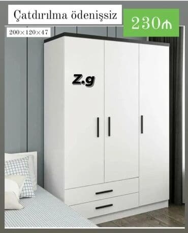 ayaqabl dolabl: Açılan, 3 qapılı Düz dolab, Qarderob, paltar dolabı — 1