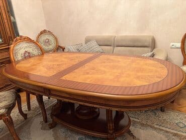 masalar ve stullar: Qonaq masası, İşlənmiş, Açılan, Oval masa — 2