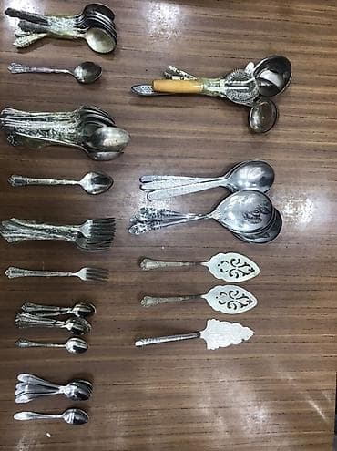 Antik gümüşü rəngli süfrə ləvazimatları dəsti. ( Qiymetde razılaşa