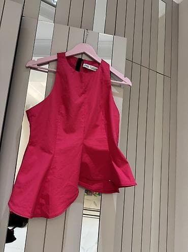 dest geyimler: ZARA iki hissəli dəst – parlaq çəhrayı rəngdə. - Üst: qolsuz, dairəvi — 6