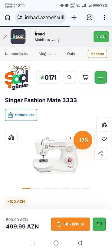 maşin kamerasi: Singer fashion mate təzə vəziyyətdədi brend modeldi dukan qiyməti — 8