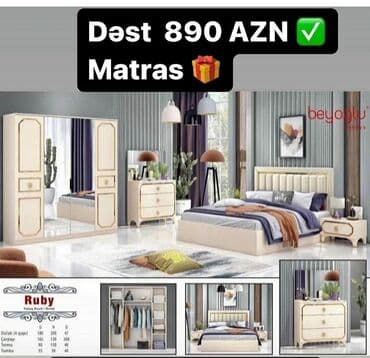 taxt çarpayı: İkinəfərlik çarpayı, Dolab, Termo, 2 tumba, Azərbaycan, Yeni — 22