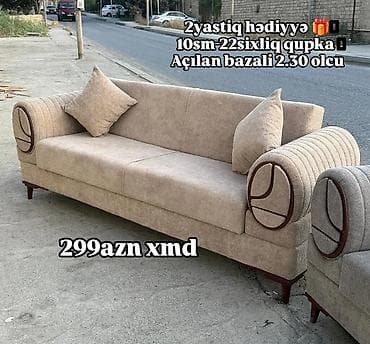 acilan divan: Açılan-bazalı divan – 2.30 m ölçü • Qatlanan mexanizm: yatacaq — 2