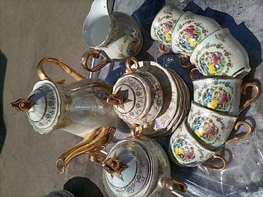 Çay dəsti, rəng - Qızılı, Farfor