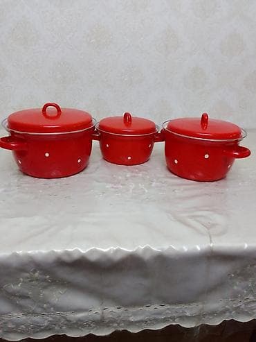Посуда для готовки: Кастрюля, цвет - Красный, СССР — 3