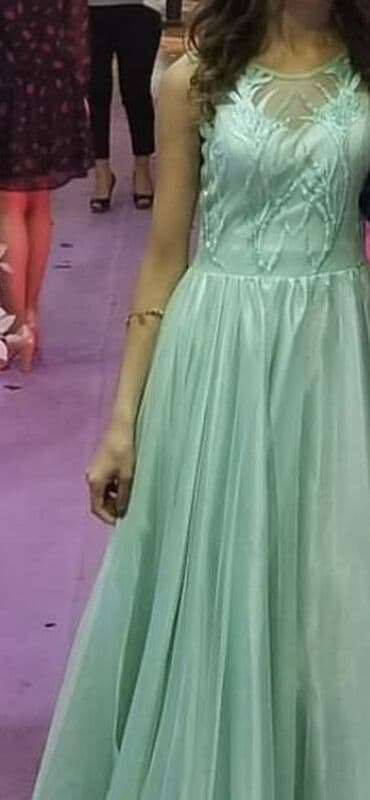 Мужская одежда: Mint yaşıl rəngdə uzun ziyafət geyimi. - Model: Ətək hissəsi axıcı — 1