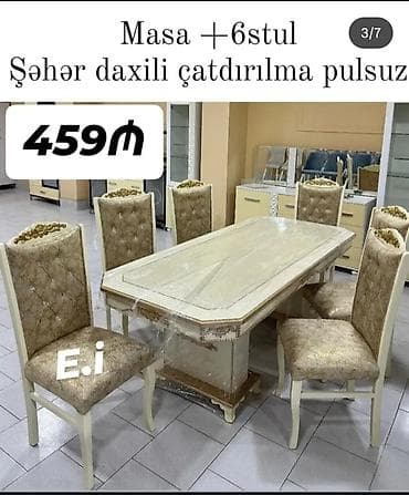 mexmer parca: Qonaq otağı üçün, Yeni, Açılmayan, Dördbucaq masa, 6 stul — 2