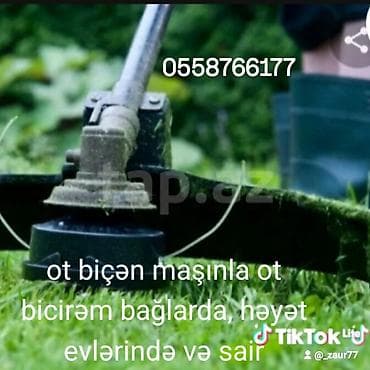 tattoo sekilleri: Peşəkar ot biçmə xidməti - Otbiçən maşınla bağlarda, həyətyanı — 1