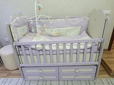 2nəfərlik taxt: Oğlan və qız üçün, Dördbucaq, Beşik, Dəst ilə, Matras ilə, Yellənmə mexanizmsiz — 6