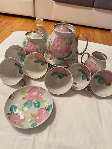 Çay dəsti, rəng - Çəhrayı, Farfor