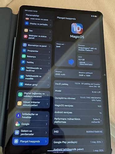 HONOR planşet + maqnitli klaviatura qabığı - Model: ELN2-L29 (MagicOS