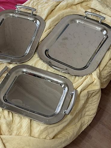 İtaliya menşei, Paslanmayan poladdan 3 ədəd düzbucaqlı servis sinisi — 4