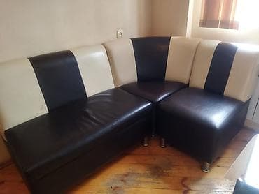 Mebel: Künc divan-oturacaq - Dizayn: iki rəngli (qara və krem) zolaqlı — 1