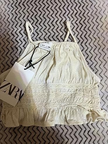 uşaq üçün geyimlər: ZARA qız uşaq topu - Model: incə breteleli, boğazdan yığma kəsim - — 2