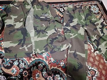 uşaqlar üçün hərbi geyim: Uşaq üçün kamuflyaj dəsti Tərkib: - 3 hissə: gödəkcə, şalvar və kepka — 5