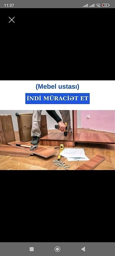 mebel ustasl: Mebel ustası və usta köməkçisi Tələb olunur. Ustanın. Təcrübəli olmağı — 1