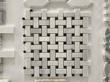 can eti: Mermer mozaika plitə – səbət naxışlı dizayn - Material: Təbii mermer — 1