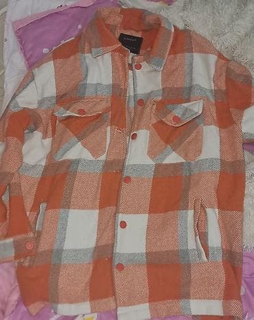 ucuz pandora: CREP flanel köynək/jaket - Rəng və naxış: narıncı-ağ-boz iri dama. - — 4