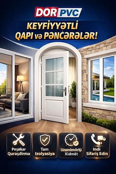 ev temiri qiymetleri: PLASTİK PƏNCƏRƏ, QAPI VƏ CAM BALKON XİDMƏTİ - Yüksək keyfiyyətli PVC — 4