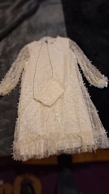 palt: Uşaq geyim dəsti 1) Ağ zərif paltar + kiçik çanta - Rəng: ağ/ekru - — 2