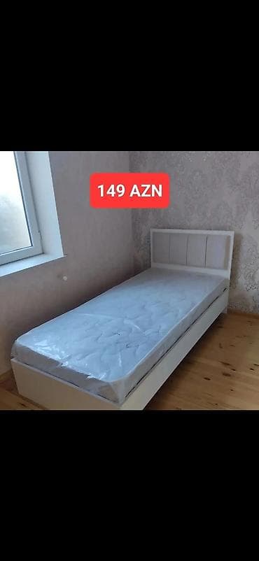 ucuz divan: Məhsul: Tək nəfərlik çarpayı + ortopedik döşək - Rəng: ağ korpus — 3