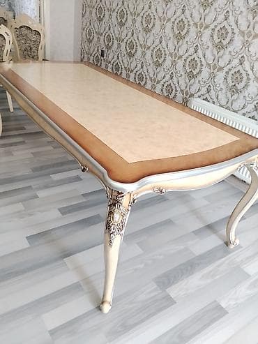stol gence: Qonaq otağı üçün, Yeni, Açılmayan, Kvadrat masa, 8 stul — 9