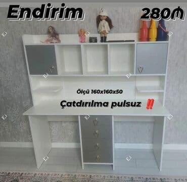 usaqlar ucun yazi masalari: Oğlan və qız üçün, Yeni, Siyirməli, Yazı masası, Stulsuz — 5