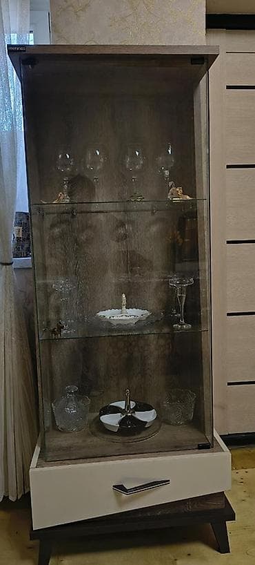 ev üçün mebel dolab: Şüşəli dolab vitrini — 4