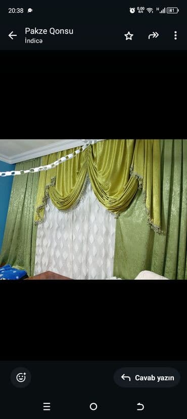 Pərdə dəsti – klassik dizayn - Rəng: zeytun-yaşıl (üst dekor və yan