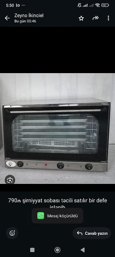 İstehsal avadanlığı: 790₼ şirniyyat sobası təcili satılır bir defe işlənib
Bskı
Zeyno♥️ — 1